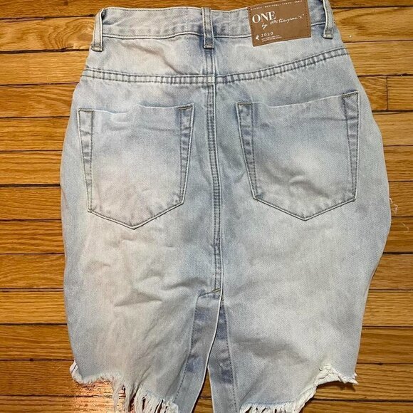 One Teaspoon 2020 High Waist Long Rise Super Fitted Mid Length Denim Skirt - Picture 4 of 7